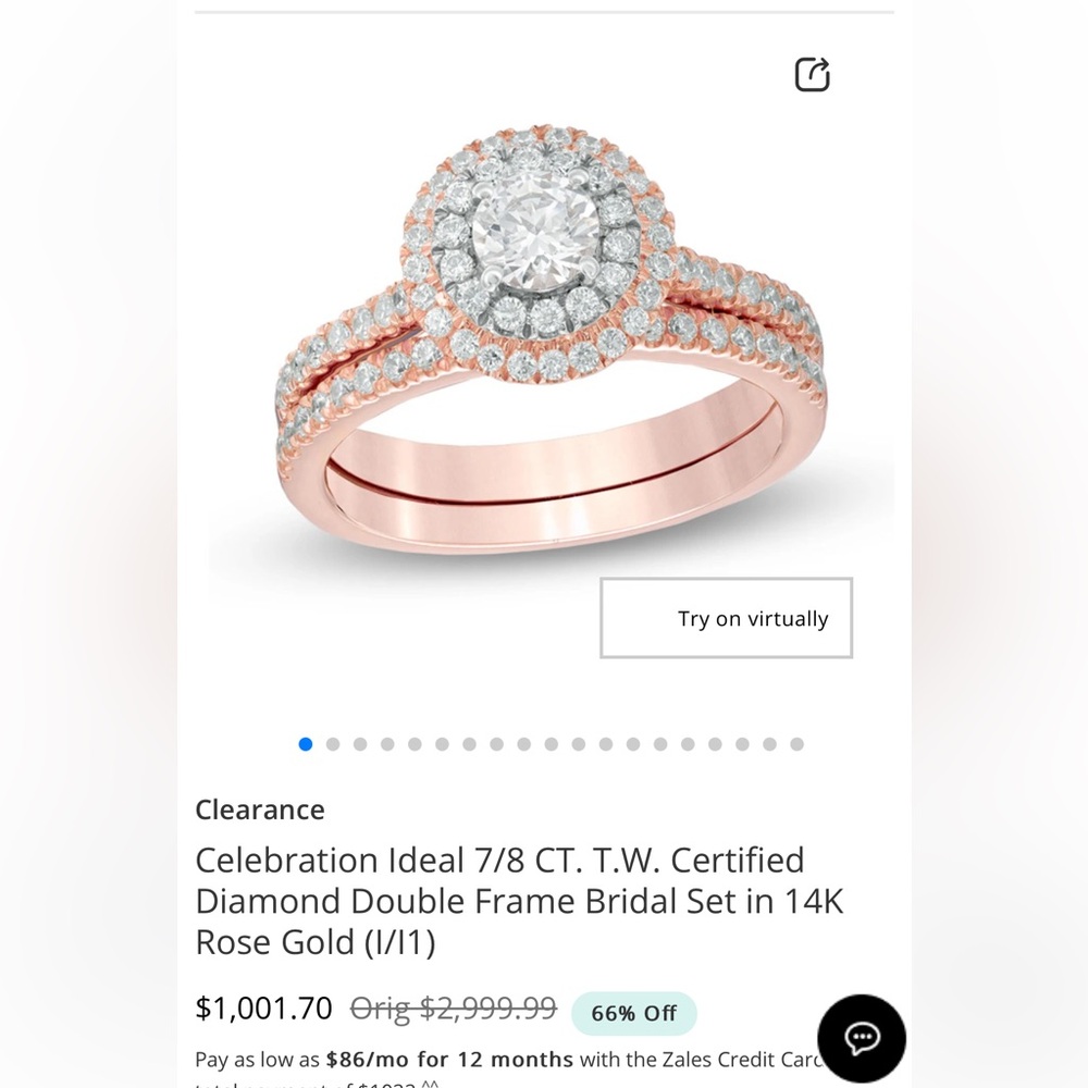 Zales Celebration Diamond Ring set with bonus Loves Destiny Diamond band